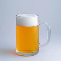 Light Amber Beer in a Glass Mug with Foam