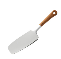 Fototapeta premium White kitchen spatula, wooden handle, isolated, cooking utensil