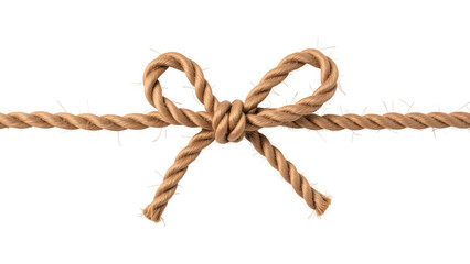 Decorative rope bow made of natural fibers, showcasing intricate weaving and texture, perfect for crafts and design projects