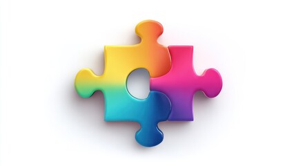 Fototapeta premium Vibrant image of four interlocked gradient puzzle pieces. Isolated on clean white background