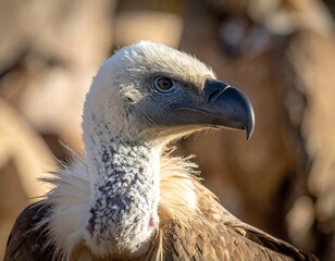 Close-up of a vulture's head and neck