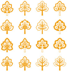 Assorted trees in a modern style for graphic design, nature illustrations, and decoration uses