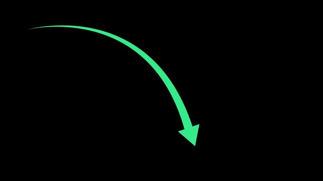 arrow down business graph icon animation. business chart concept. A neon down business graph icon displays a glowing, downward-sloping line or bar chart, symbolizing decline, loss, or negative trends.