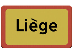 Digital compositeRoad sign for the city of Liègenaambord, name, place, Luik