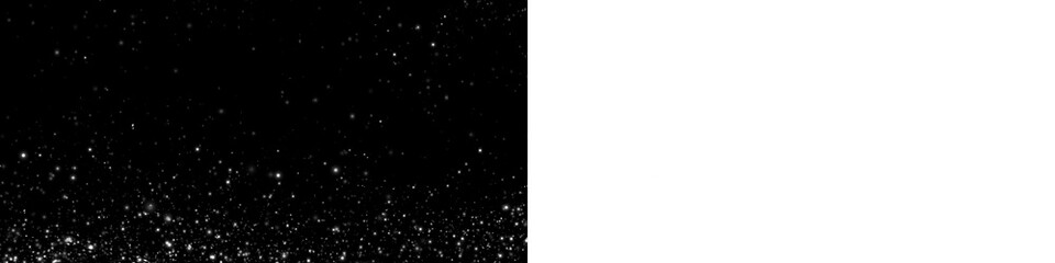 Black and white PNG overlay featuring scattered stars and sparkles on a dark background, ideal for...