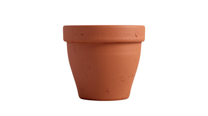 Brown terracotta pot stands on transparent background for product staging.