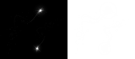 Sparkling light trails on a dark background create an enchanting atmosphere, perfect for adding a magical touch to designs and illustrations with copy space