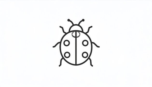 Simple black line drawing of a ladybug