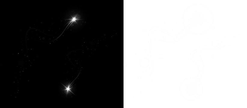 Sparkling light trails on a dark background create an enchanting atmosphere, perfect for adding a magical touch to designs and illustrations with copy space