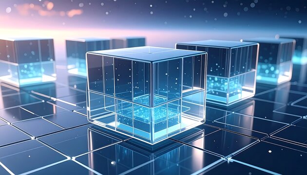 Abstract digital cubes on a grid (1)