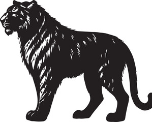 Powerful silhouette of a black panther standing proudly with detailed fur texture