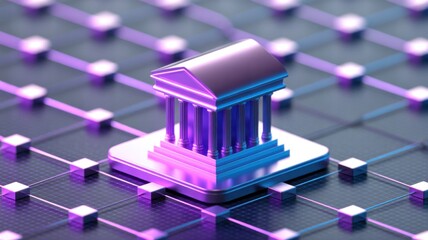 Digital Banking: A conceptual image illustrating a modern approach to finance, combining elements of traditional banking with cutting-edge technology and a network of digital infrastructure.