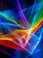 artistic rendition of abstract lines and shapes weaving together, symbolizing diverse topics and voices found in podcasts, a rich tapestry of modern media that people love to listen. artistic, 