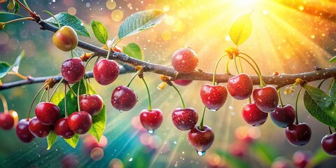 Dew-Kissed Cherry Blossoms: Nature's Daily Rhythms of Sun, Humidity, and Temperature
