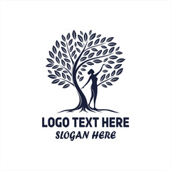 Obraz premium Tree with Human Silhouette Logo – Eco Wellness, Growth, and Natural Balance Design