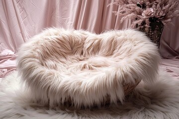 Ideal sleeping space for newborns with soft white fur. 