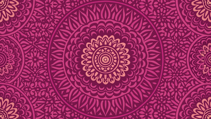 Obraz premium Intricate Pink and Purple Mandala Pattern with Floral Motifs vector illustration