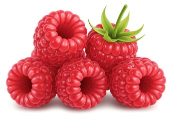 A detailed close-up of fresh raspberries, highlighted by vibrant red tones and realistic textures.