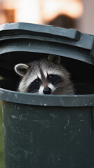 Raccoon in a trashcan