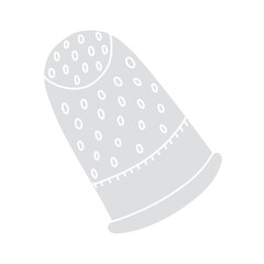 Hand drawn vector illustration of thimble in cartoon flat style. Essential tool for needlework, sewing, and crafting projects.