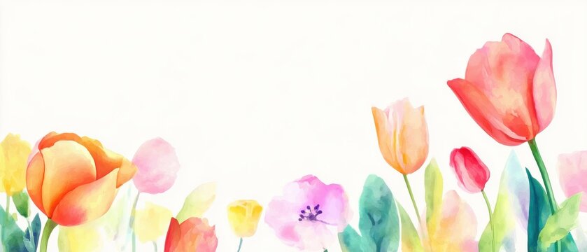 May flowers banner mockup in watercolor style, suitable for invitations, promotions, and joyful compositions