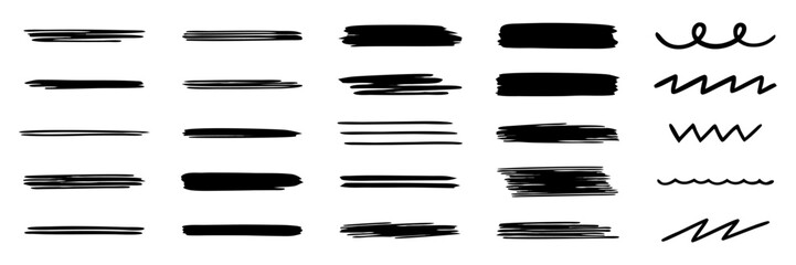 black marker strokes and doodles. for flyer and poster vector collection