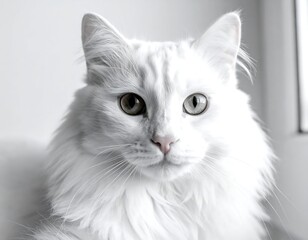 Close-up of a white fluffy cat