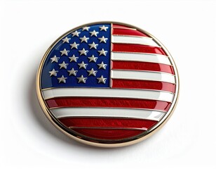 Glossy enamel american flag badge with stars and stripes design