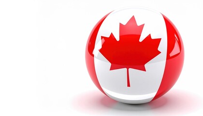 3d sphere with canadian flag design and maple leaf symbol