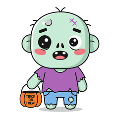 Kawaii Halloween Zombie Character Trick or Treat