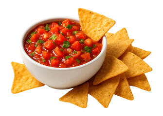Bowl of salsa sauce with nachos.
