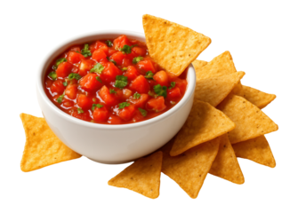 Bowl of salsa sauce with nachos.