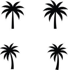Four palm tree silhouettes in tropical style