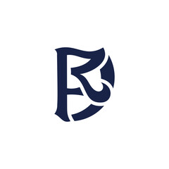 letter frd simple curves linked vintage logo vector