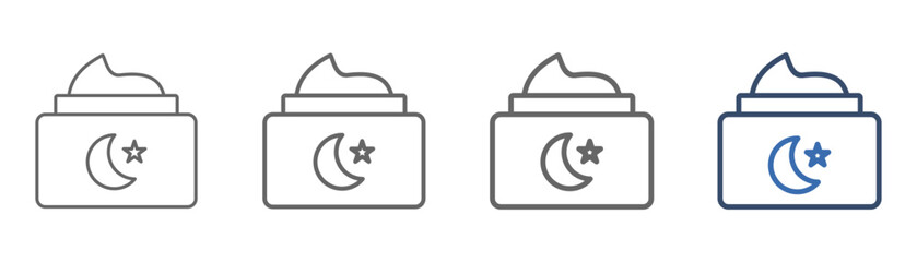 
outline icon set night cream with night powder design