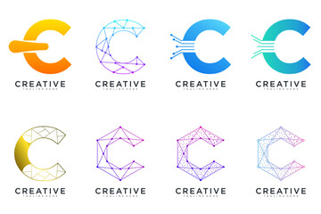 collection abstract letter C logo icon, design for business of luxury, elegant, simple