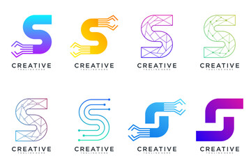 collection abstract letter S logo icon, design for business of luxury, elegant, simple