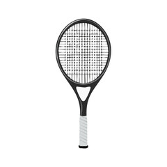 Professional black tennis racket with white handle sports equipment vector illustration