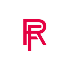 letter fr simple linked red geometric lines logo vector