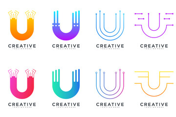 collection abstract letter U logo icon, design for business of luxury, elegant, simple