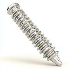 Metallic Spiral Screw 3D Render on White Background