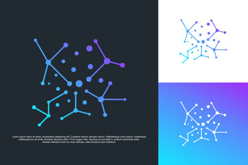 molecule technology abstract logo design vector