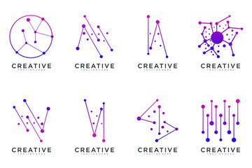 molecule technology abstract logo design vector