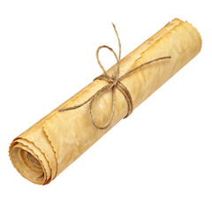 Vintage Parchment Paper with Feather Quill and Leaf Decoration
