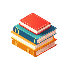Vibrant stack of textbooks, knowledge concept with orange, blue, and red book covers for education designs