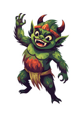 Pixelated Green Goblin Figure With Horns