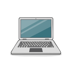 Flat Vector Illustration of Open Laptop Computer with Blank Screen for Technology and Education
