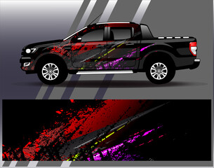 Car wrap design vector. Graphic abstract stripe racing background designs for vehicle, rally, race, adventure and car racing livery