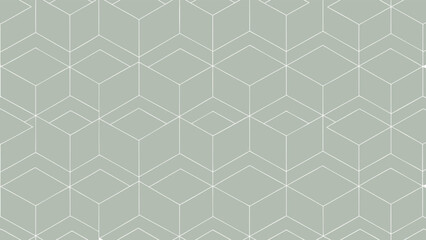 Fototapeta premium Seamless Geometric Pattern of Interlocking Cubes in Light Green and White background texture