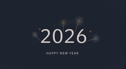 Happy New Year 2026 Elegant Dark Blue Banner